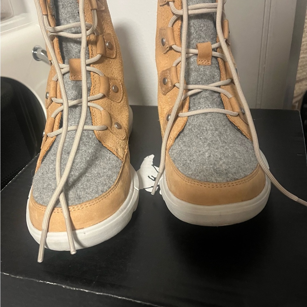 Sorel Tan and White High-Top Sneakers